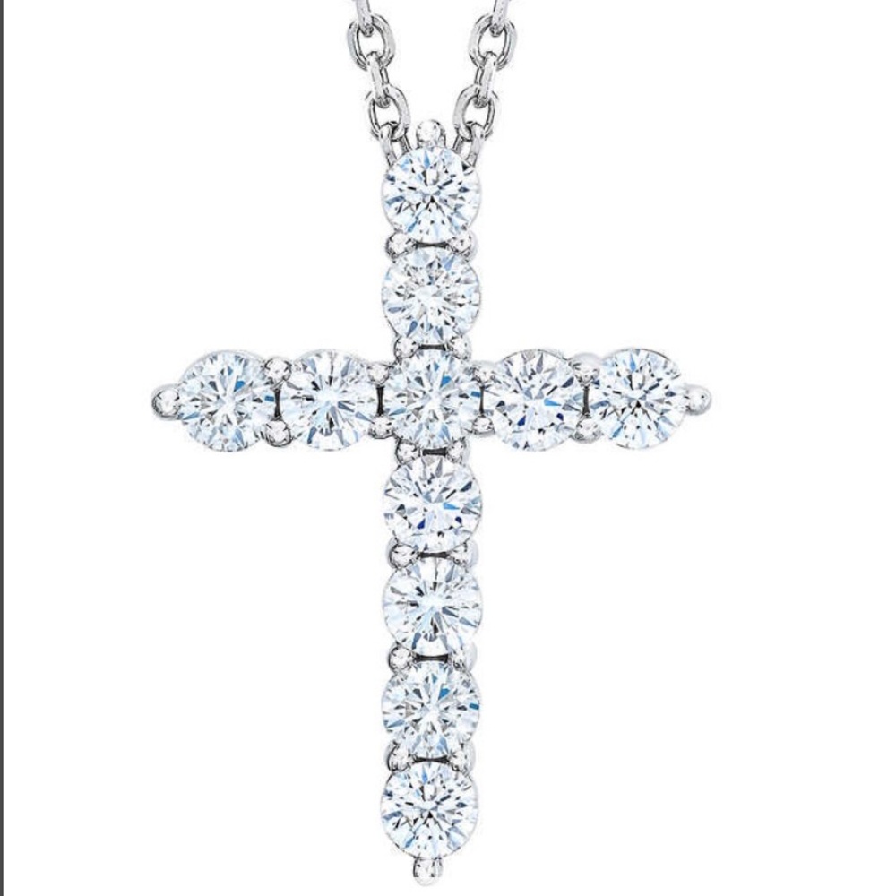 Brand new white gold diamond cross pendent with necklace .